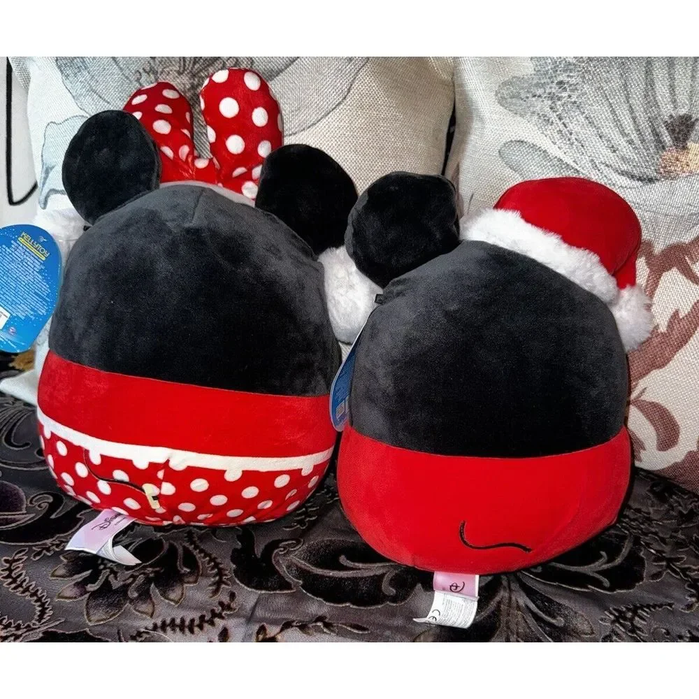 Two Squishmallows Holiday Christmas Santa Mickey Minnie‎ Mouse Pillow Plush New